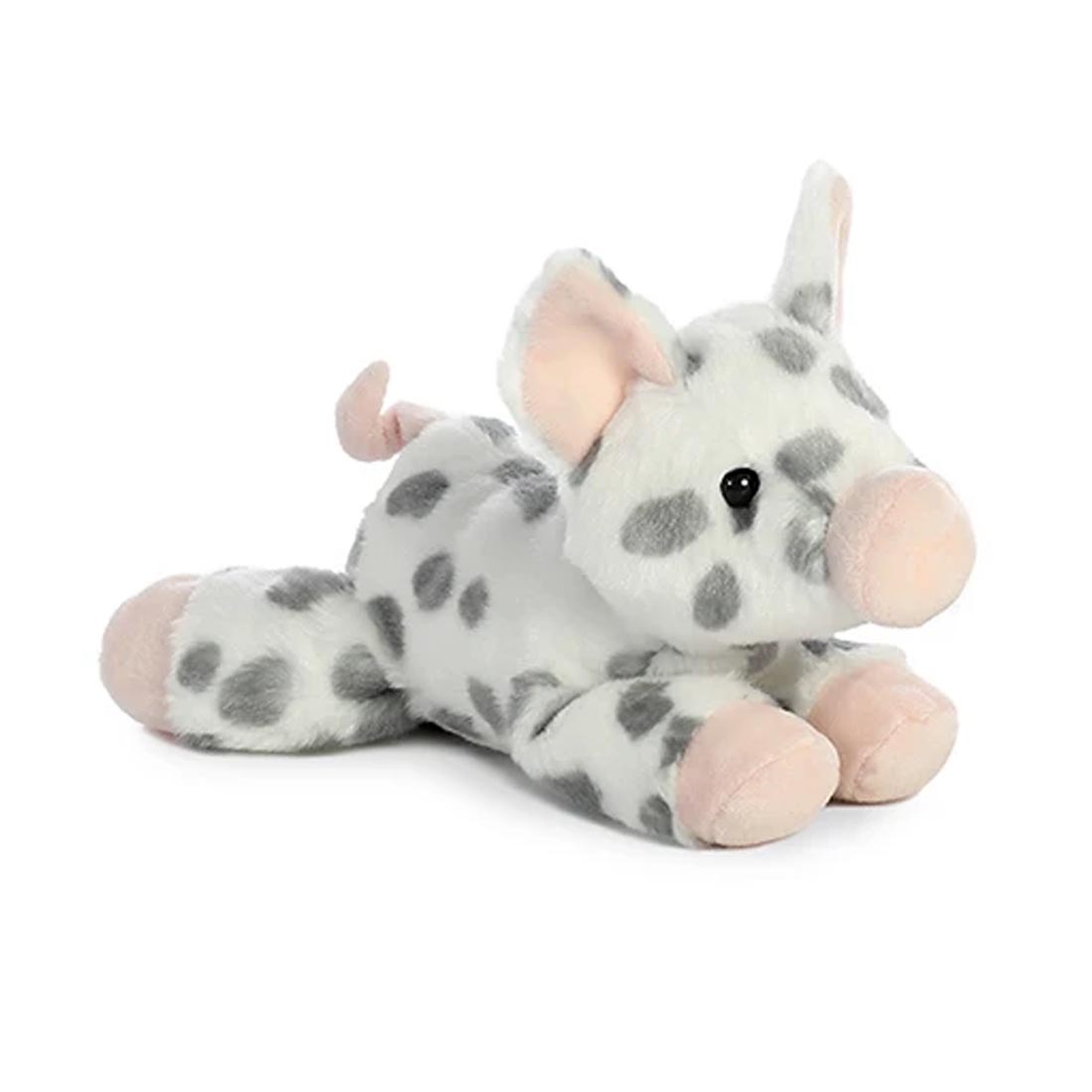 white piglet stuffed animal with gray spots
