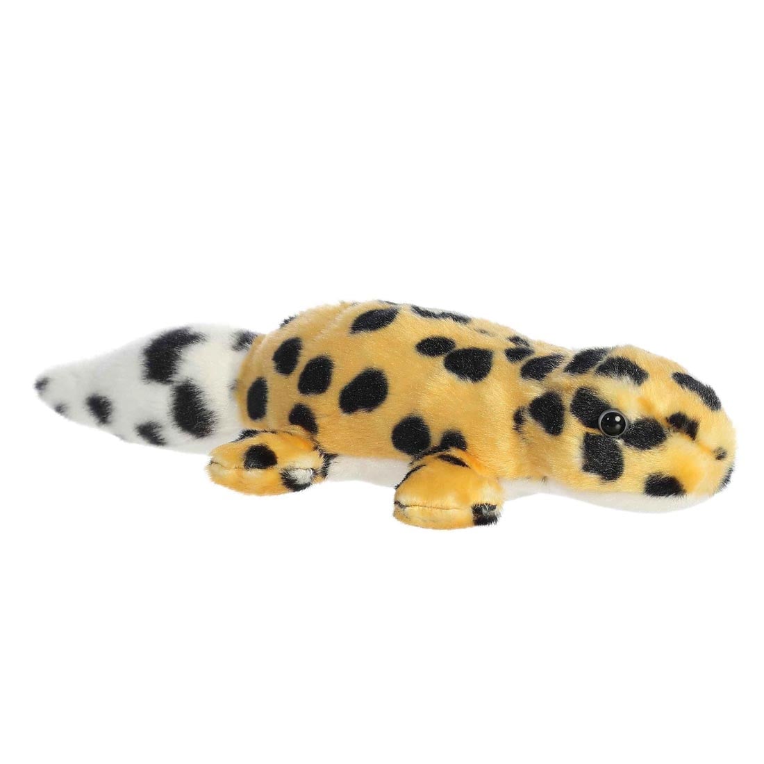 side view of Zilla Leopard Gecko Mini Flopsie by Aurora Plush