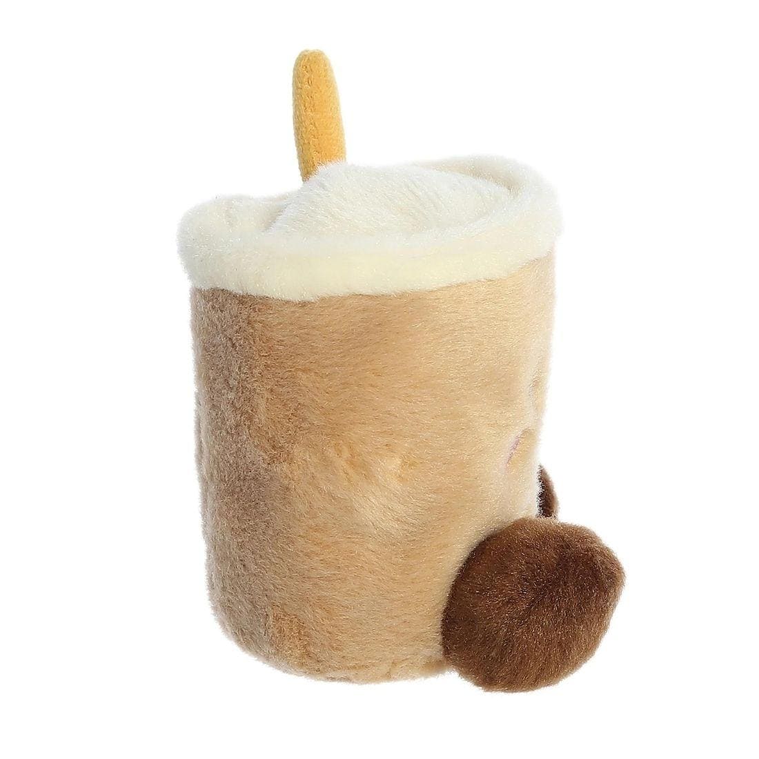 Aurora Plush Milky Tea Boba Palm Pal, shown from the back