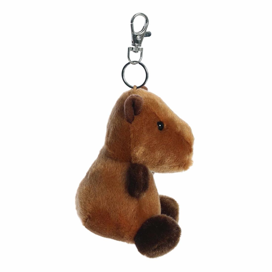 side view of Sid Capybara Palm Pal Clip-On by Aurora Plush