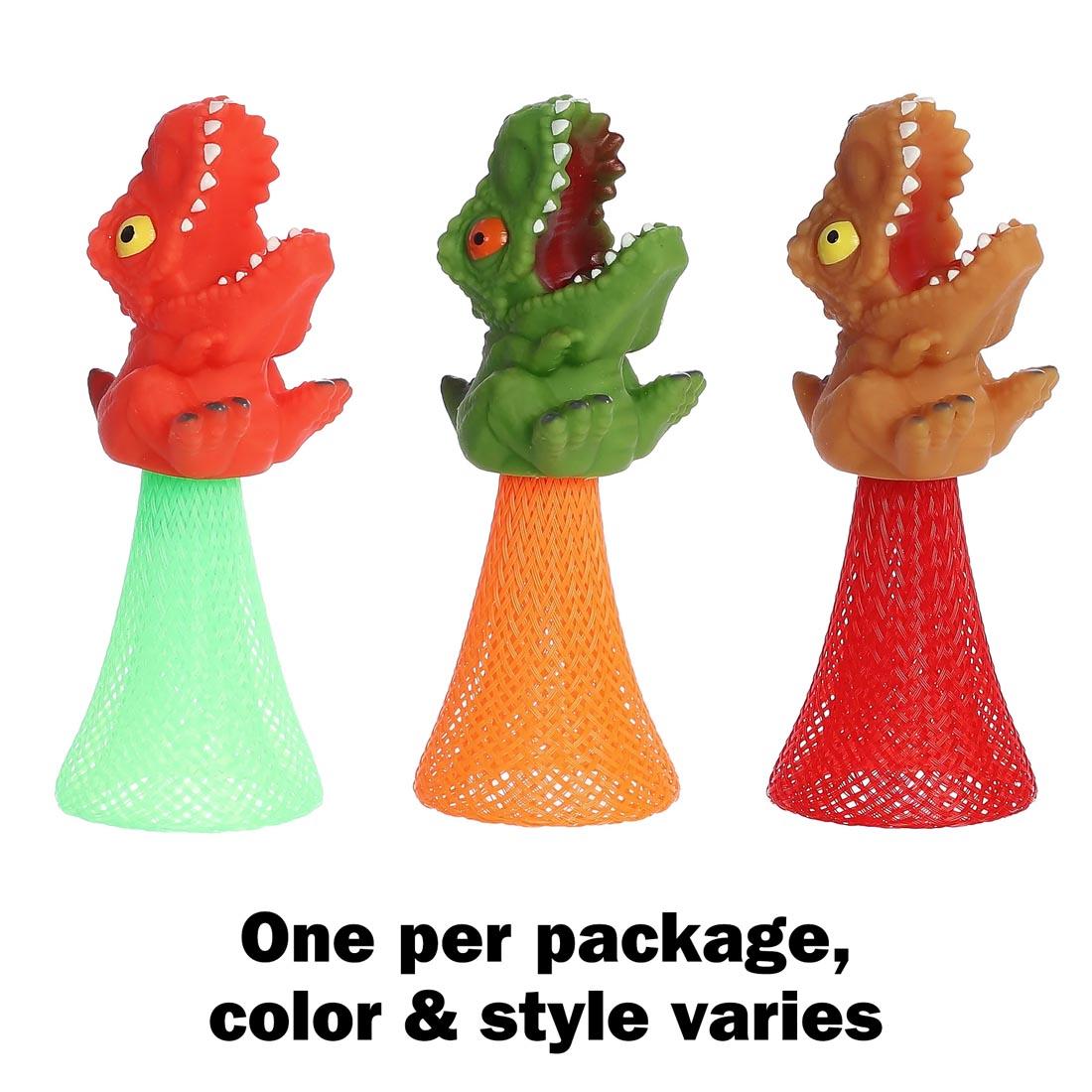 3 T-Rex Poppers by Aurora Toys plus text One per package, color & style varies