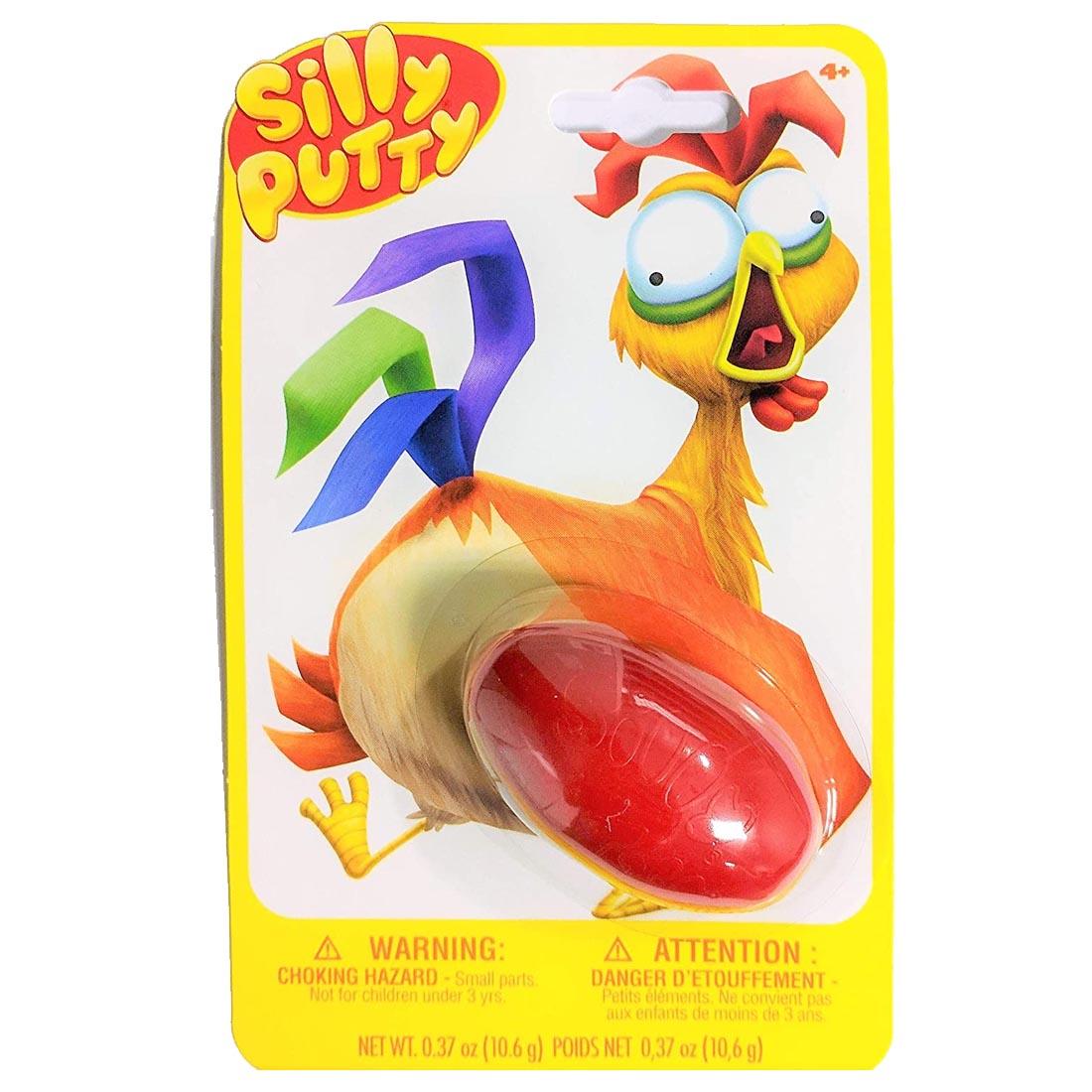 Original Pink Silly Putty in a red egg with a chicken on the package