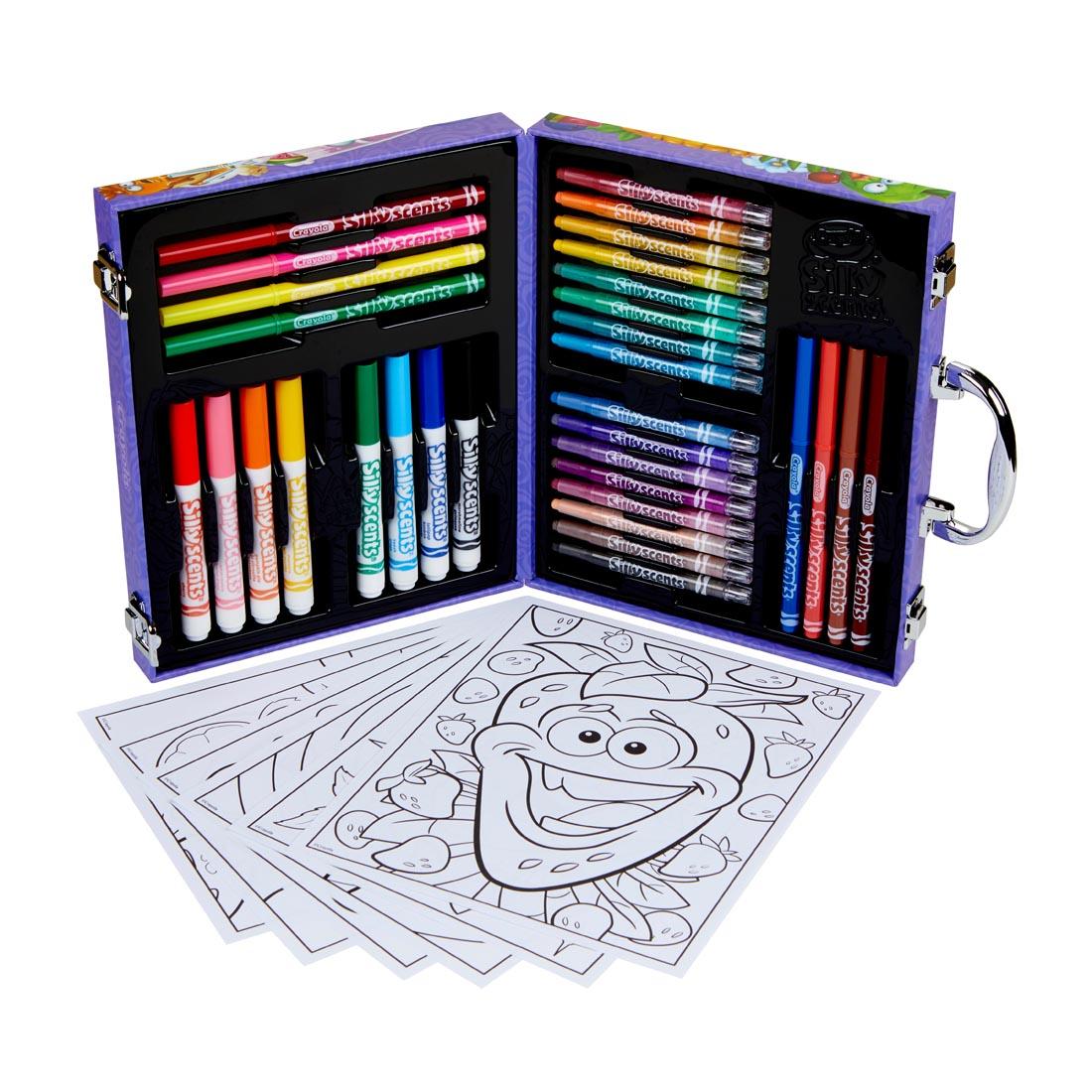 Crayola Silly Scents Sweet Mini Art Case opened to show contents