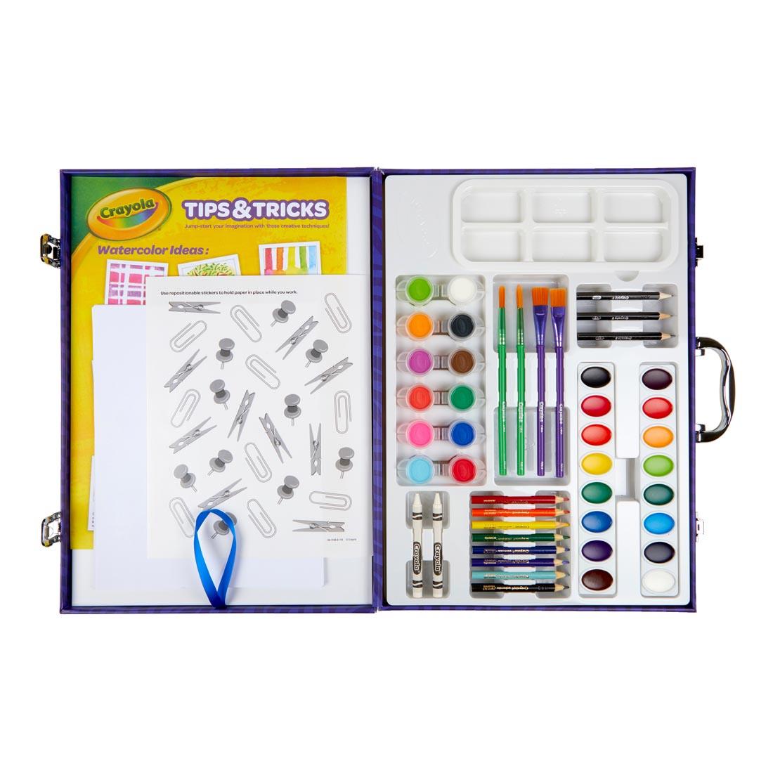 Crayola Paint & Create Easel Case, open to show included art supplies