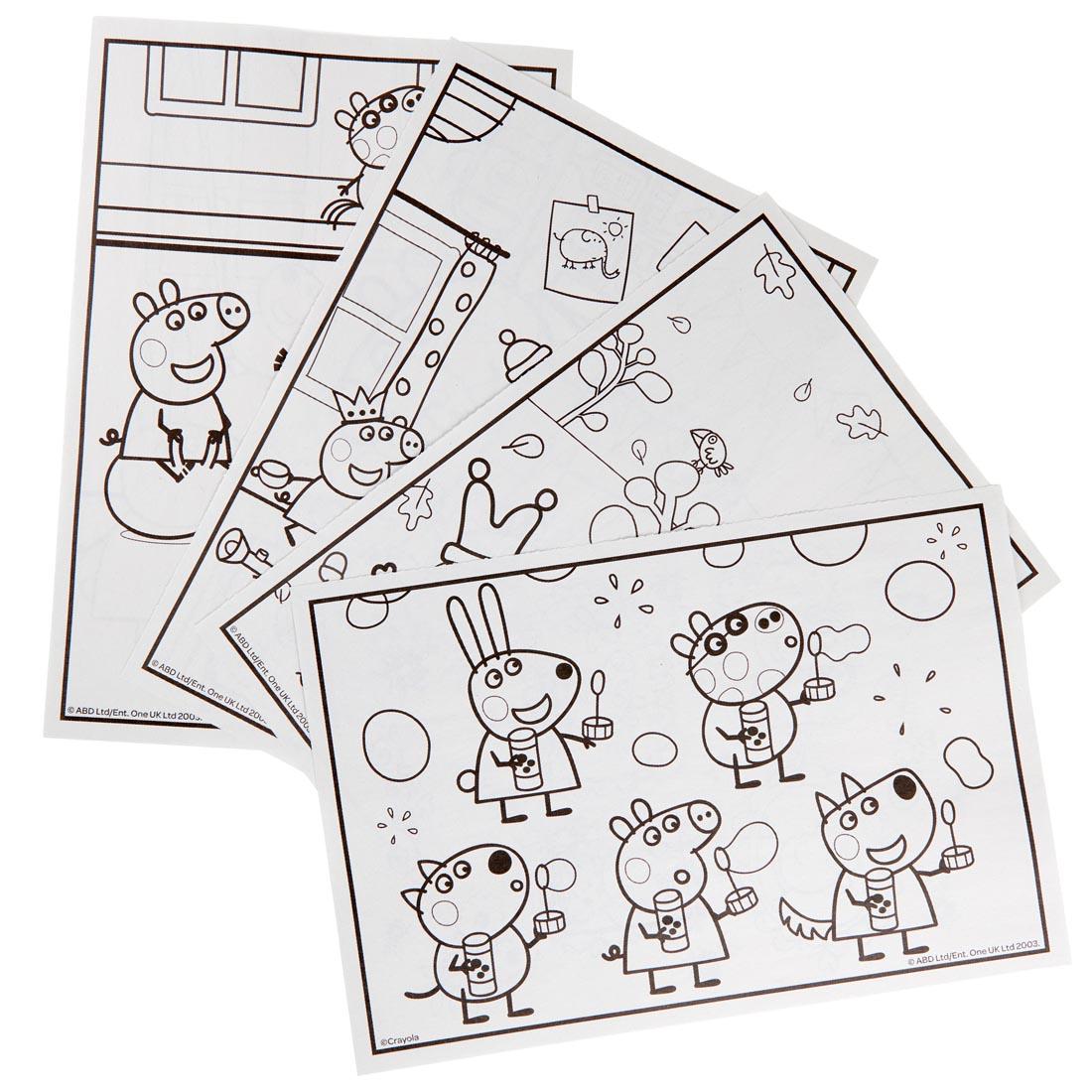 Black and white pages from Crayola Peppa Pig Coloring Book