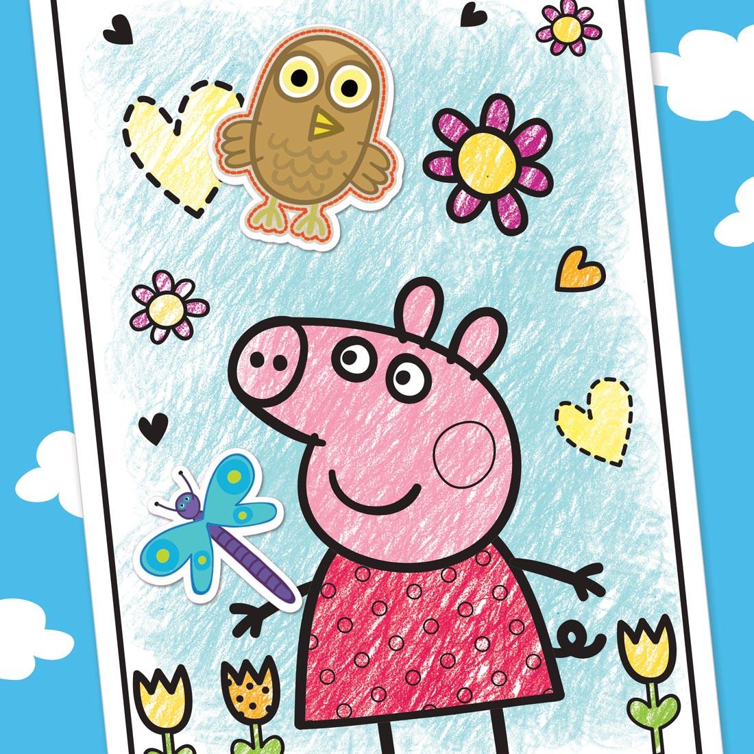 sample finished page from Crayola Peppa Pig Coloring Book