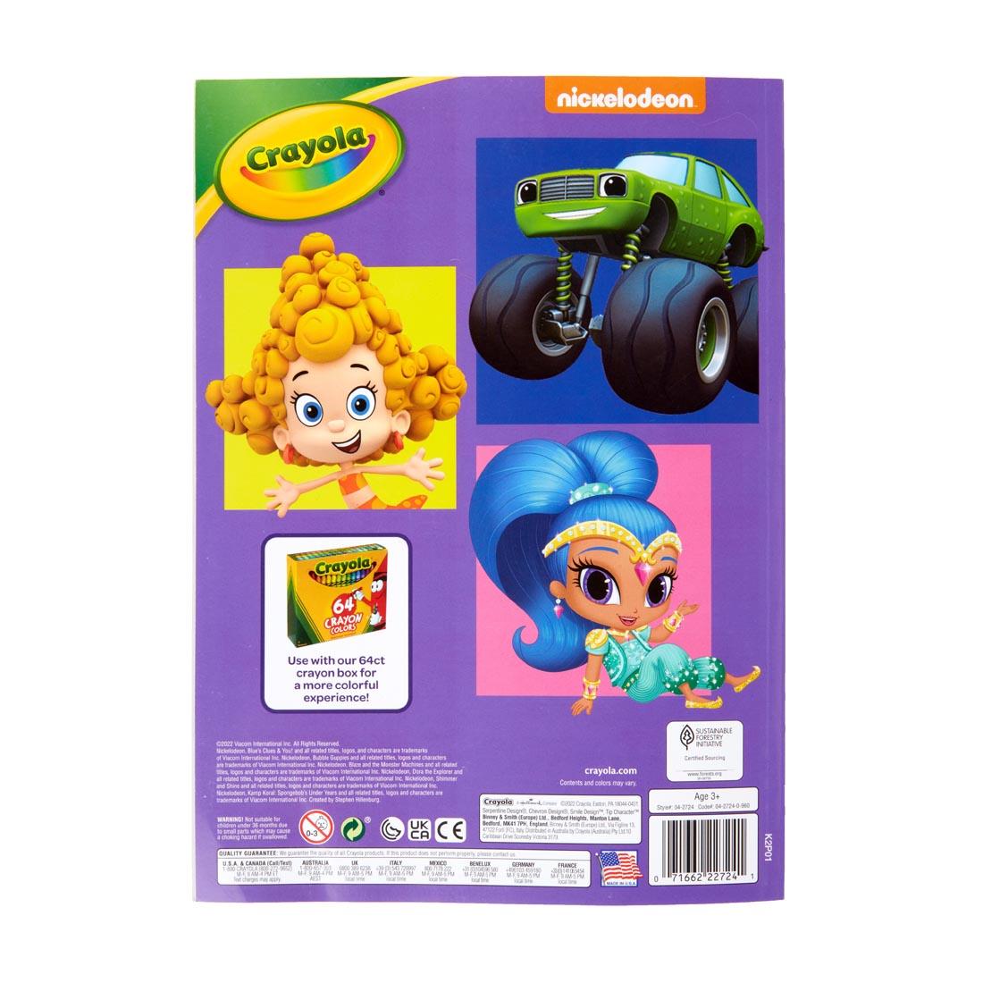 back cover of the Crayola Nick Jr. Coloring Book