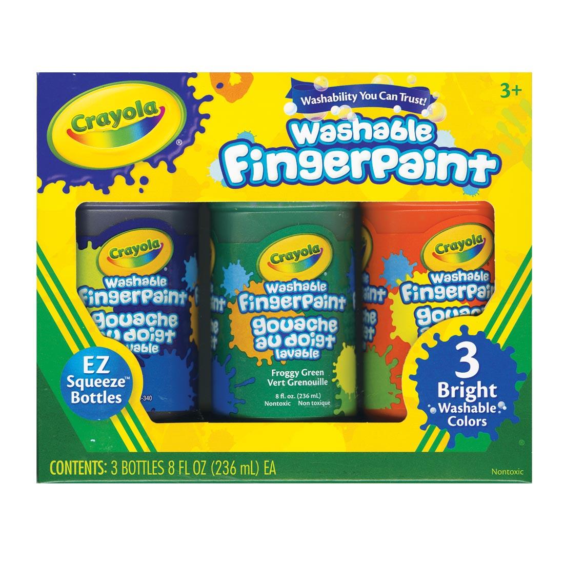 Package of Crayola Washable Bright Fingerpaint with 3 colors