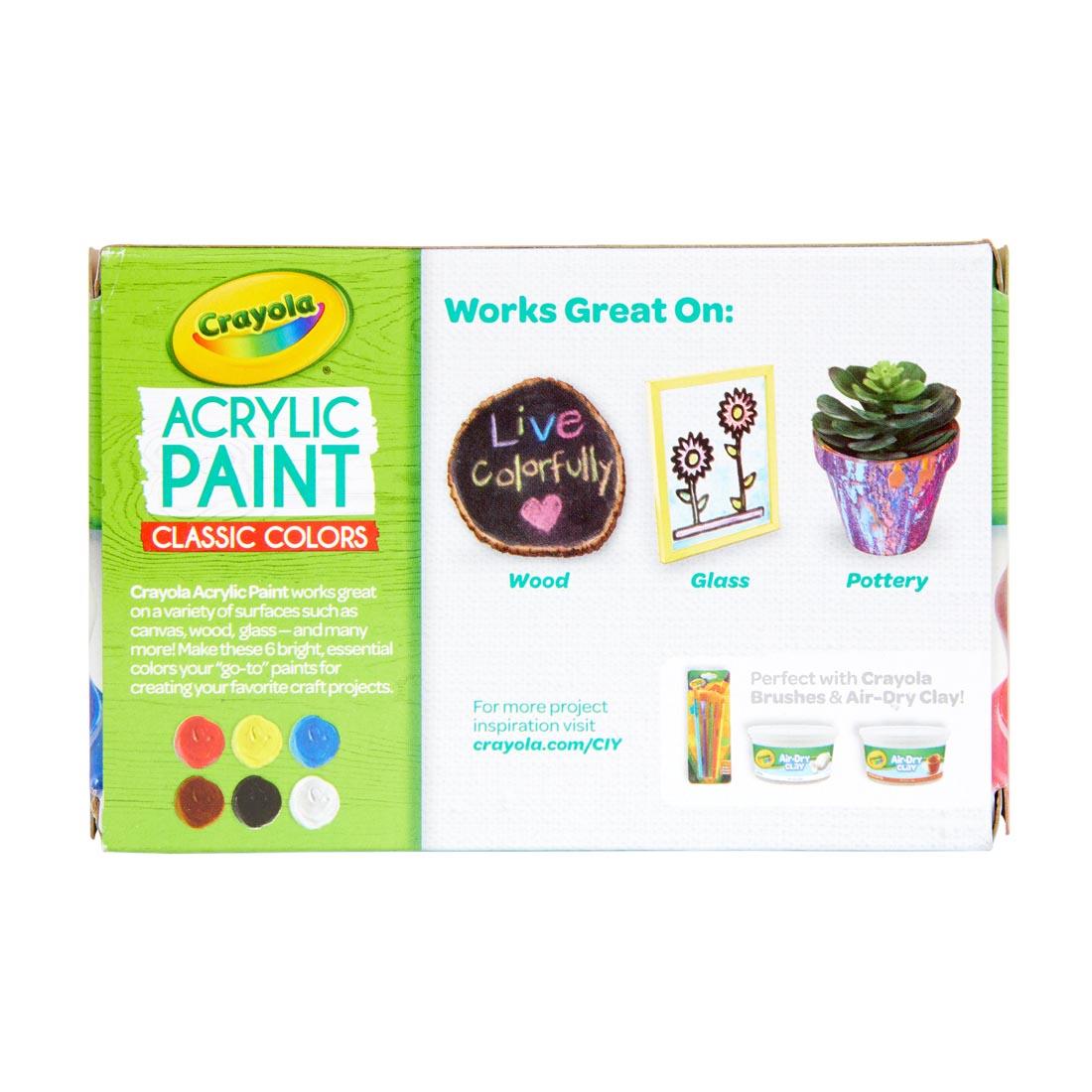 Back of Package of Crayola Acrylic Paint Set