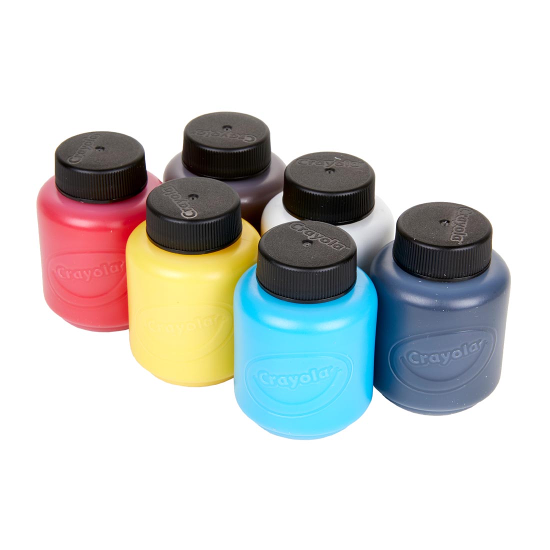 Six bottles from the Crayola Acrylic Paint Set
