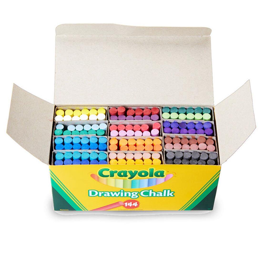 Open Box of Crayola Colored Drawing Chalk 144-Stick Set