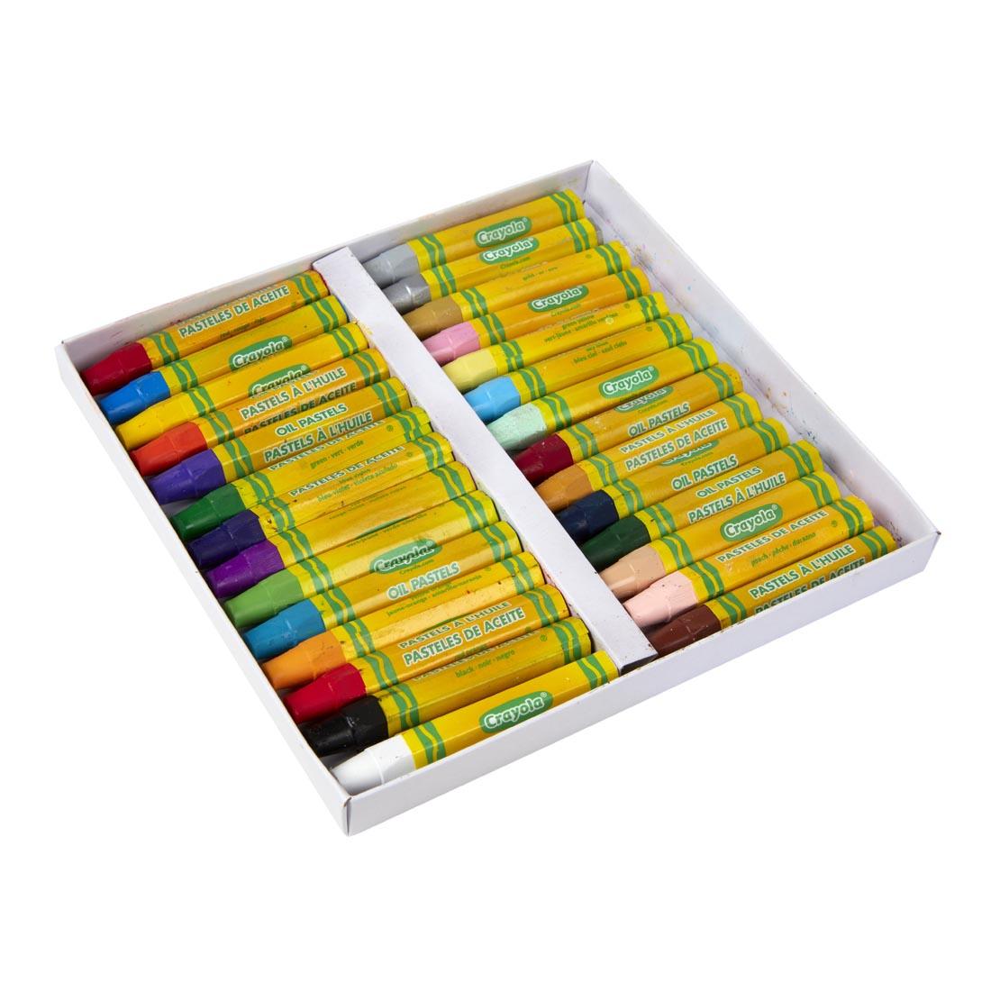 Crayola Oil Pastels 28-Color Set, with lid off, showing all 28 pastels