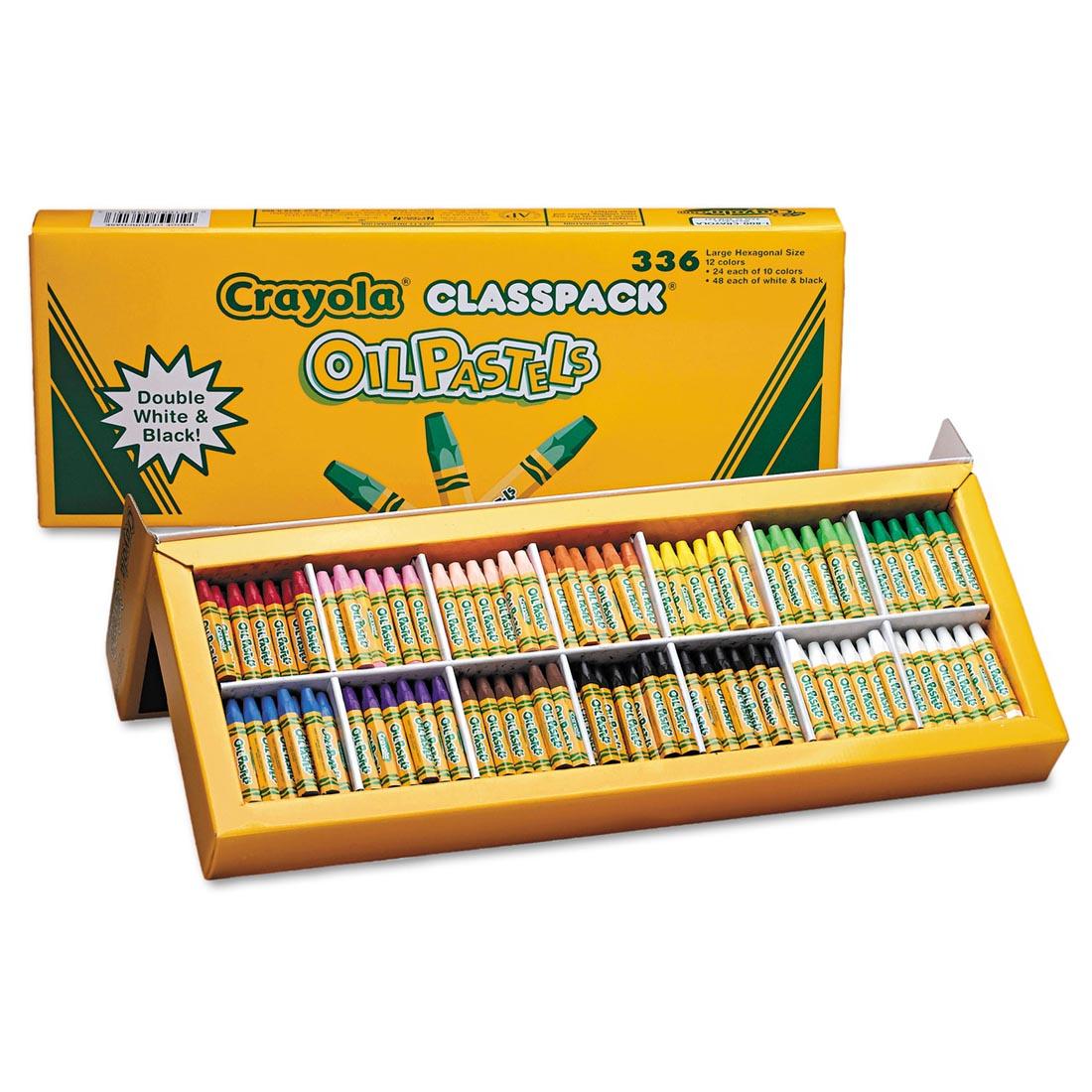 Crayola Oil Pastels Classpack Box shown both open and closed