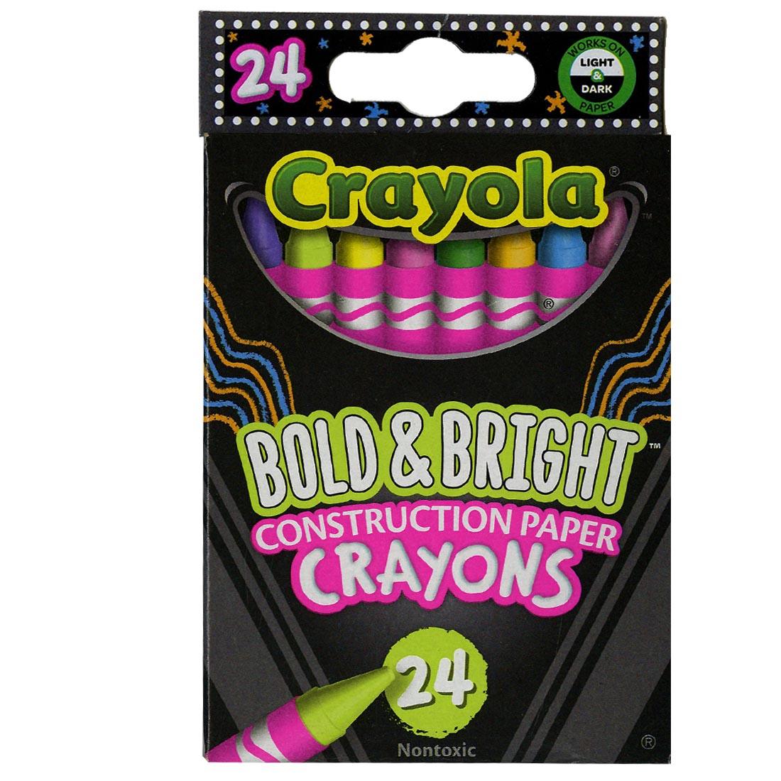 Crayola Bold & Bright Construction Paper Crayons 24-Count package