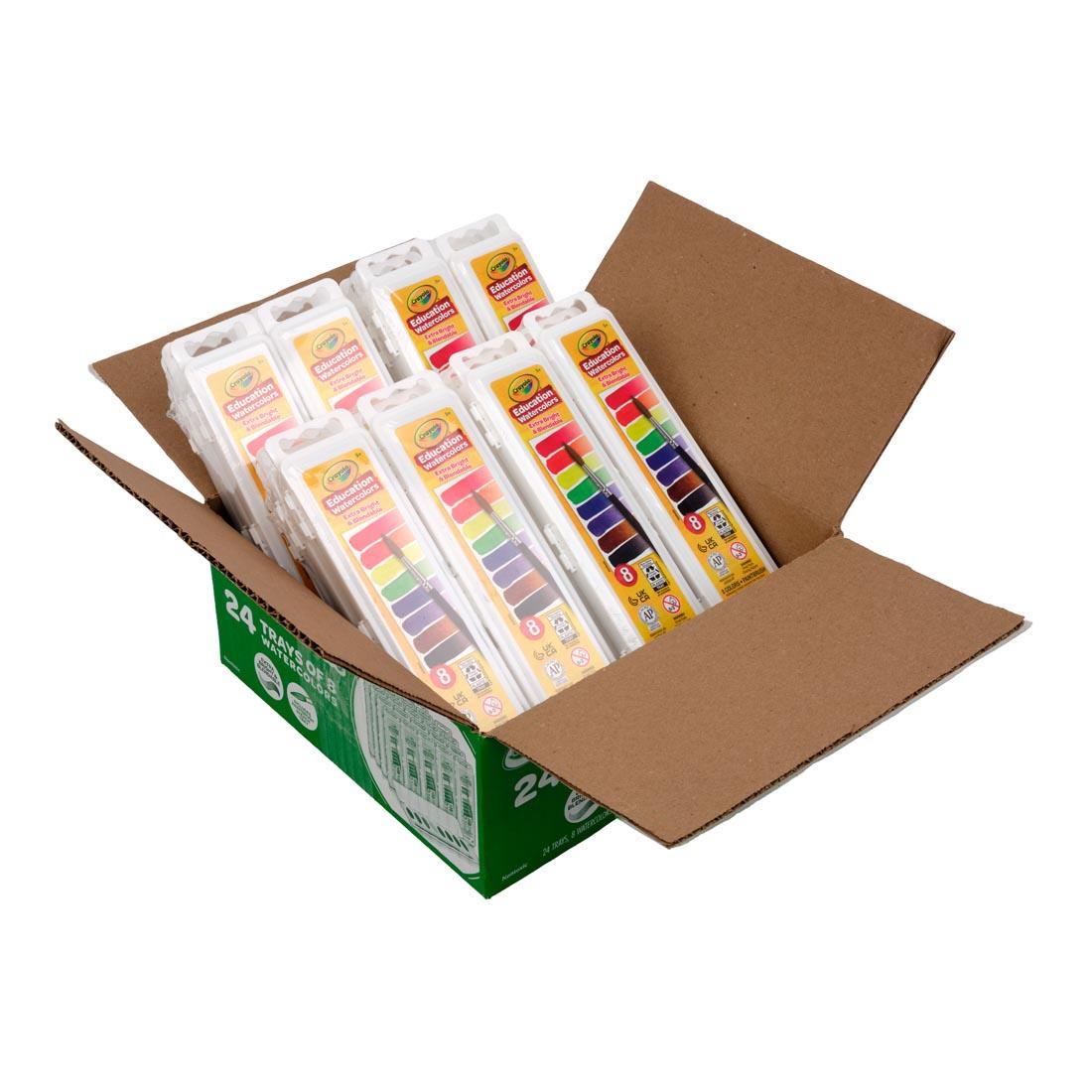 Crayola Education Watercolors 8-Color Sets Bulk Pack with box open