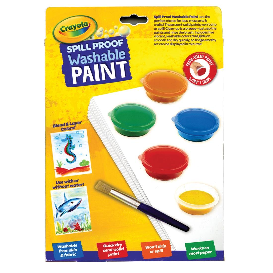 Back of Package of Crayola Spill Proof Washable Paint