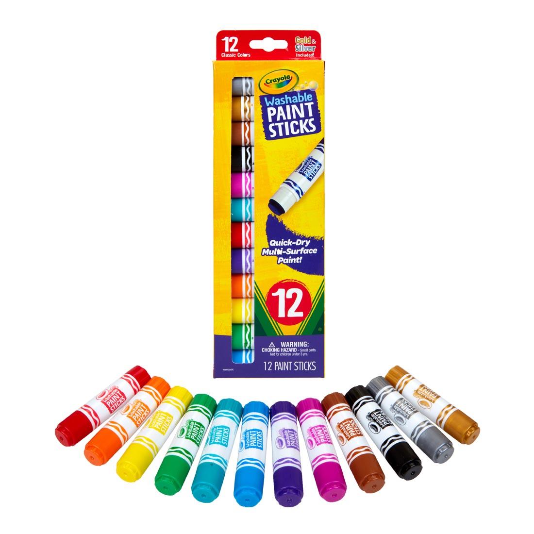 Crayola Washable Paint Sticks 12-Color Set both in box and out of package