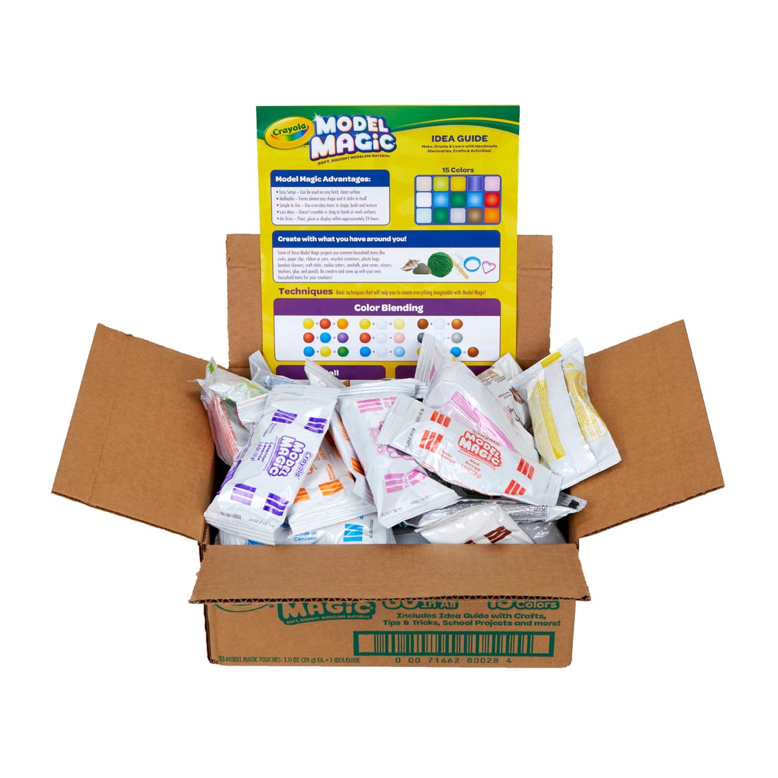 Crayola Model Magic Variety Pack, showing idea guide and several pouches of model