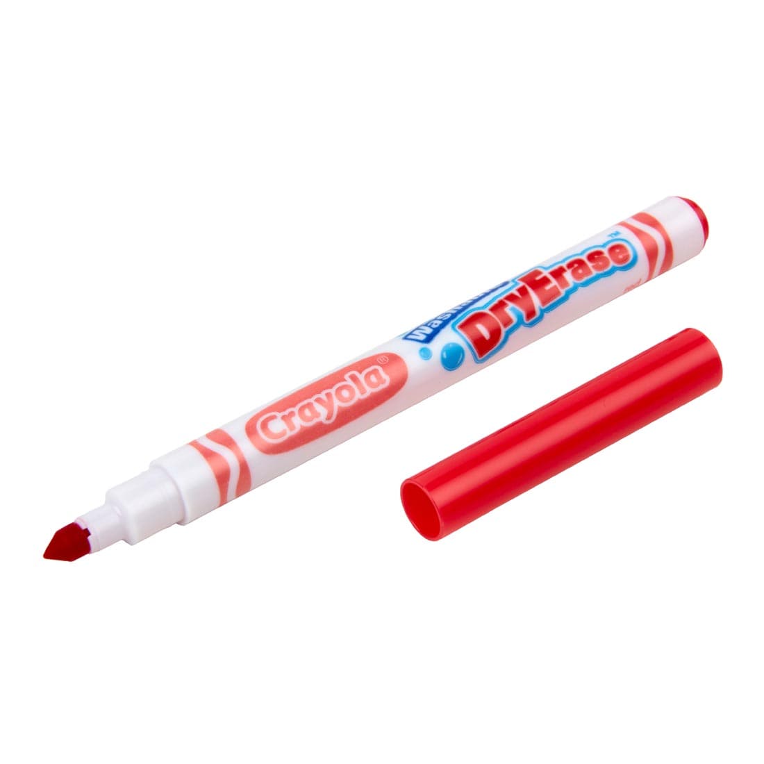 Red Crayola Washable Slim Dry Erase Marker with lid off