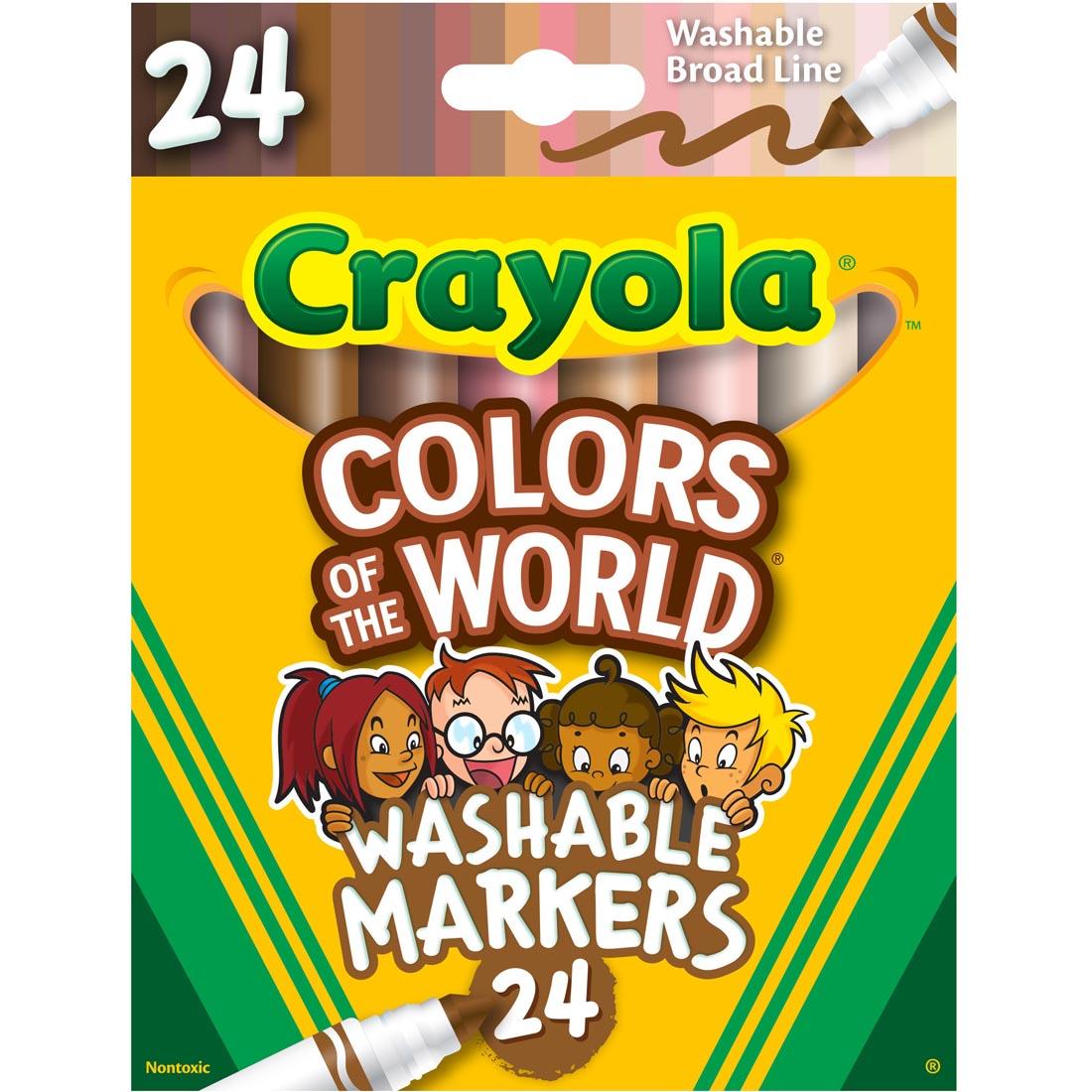 Box of Crayola Colors Of The World Washable Broad Line Markers 24-Count Set