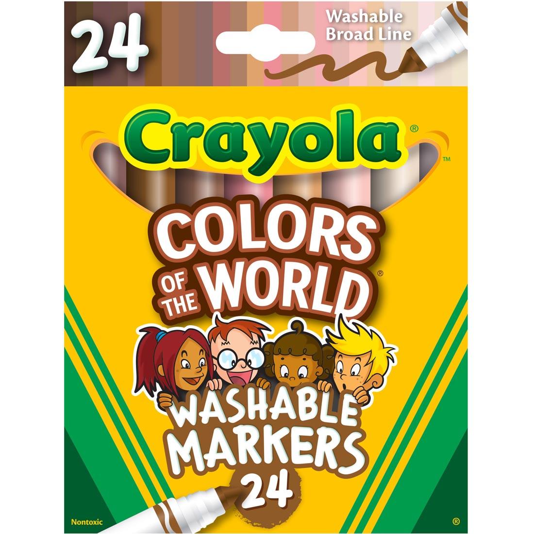 Box of Crayola Colors Of The World Washable Broad Line Markers 24-Count Set