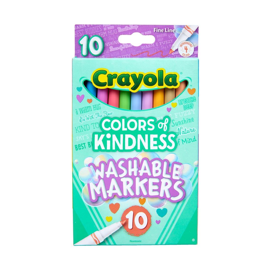 package of Crayola Colors of Kindness Washable Fine Line Markers 10-Count Set