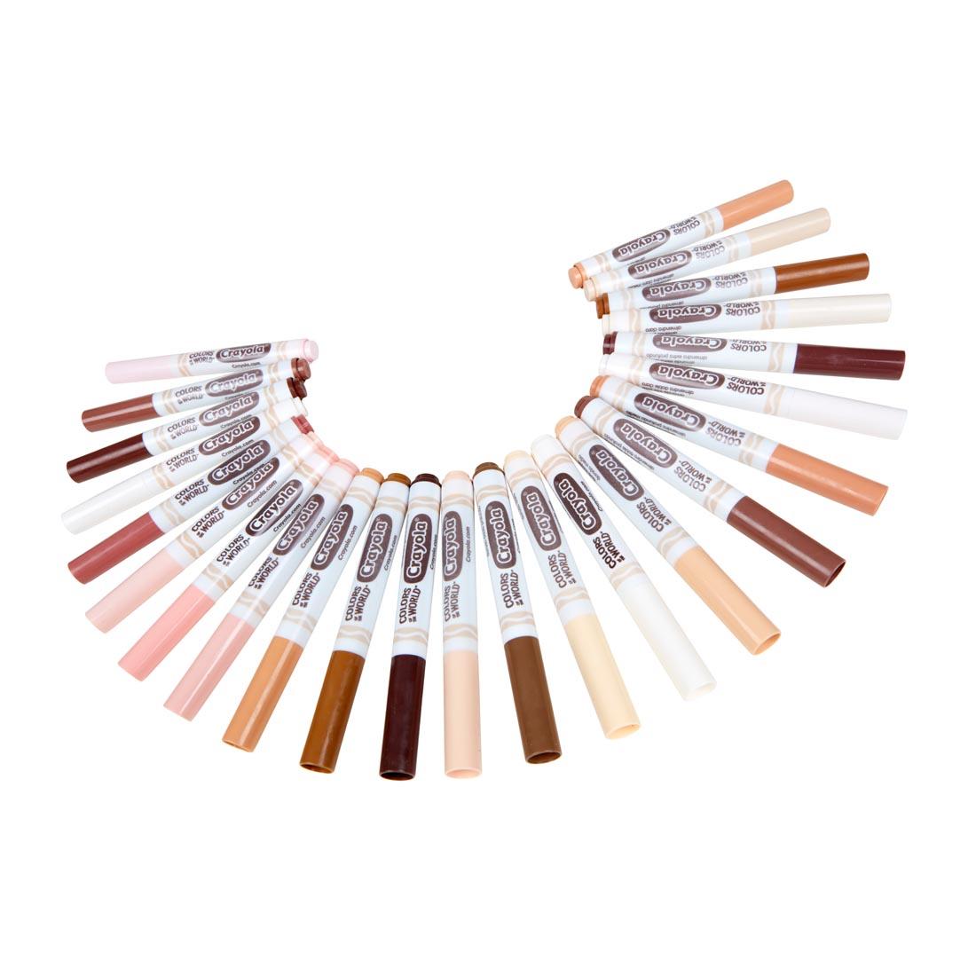 one of each color of marker from the Crayola Colors Of The World Washable Broad Line Markers Classpack
