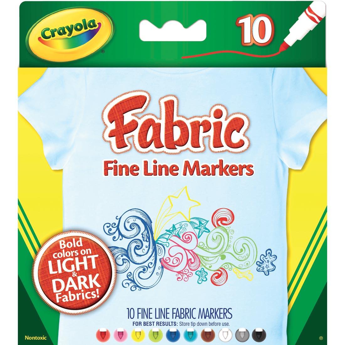 Crayola Fabric Markers Classpack , Fine Line, 10 Colors, 80-Count at