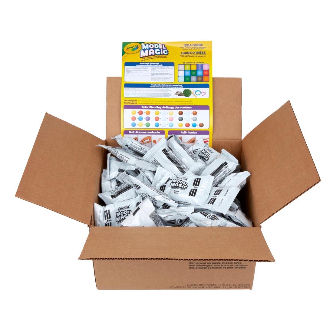 Open box with Crayola White Model Magic Packages inside Plus a Book of Classroom Ideas