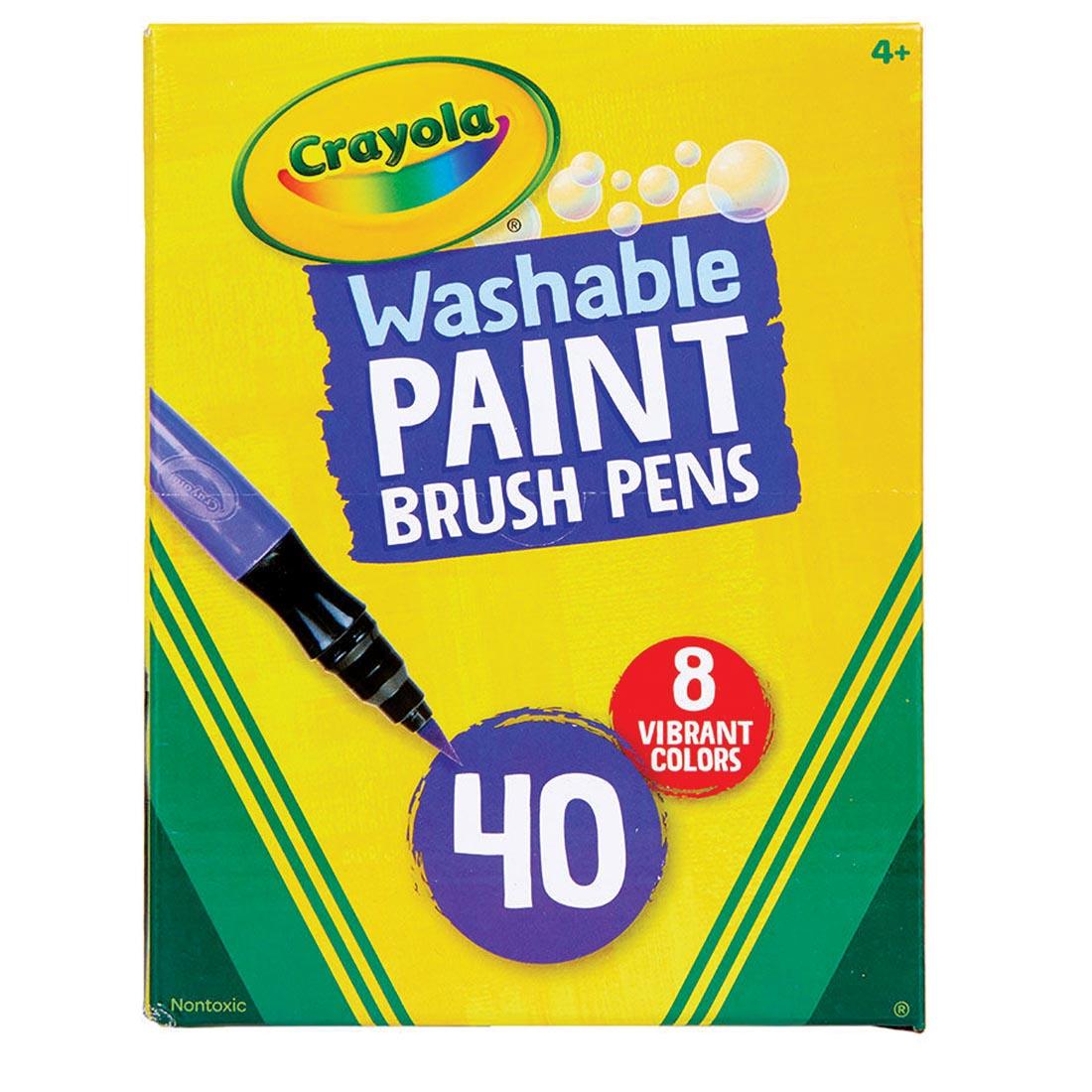 Front of the Package of Crayola Washable No Drip Paint Brush Pens 40-Pen Class Pack