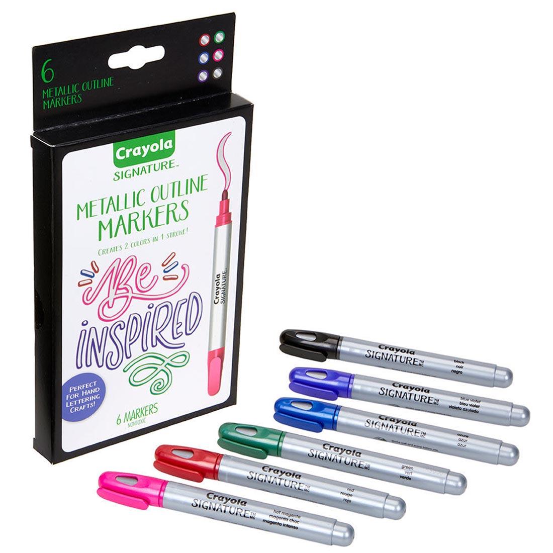 Crayola Metallic Outline Paint Markers - Metallic - 6 / Pack