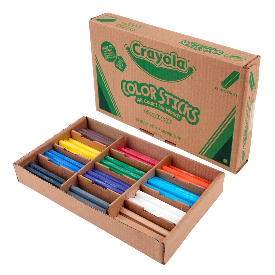 Crayola Color Sticks Classpack Box shown both open and closed