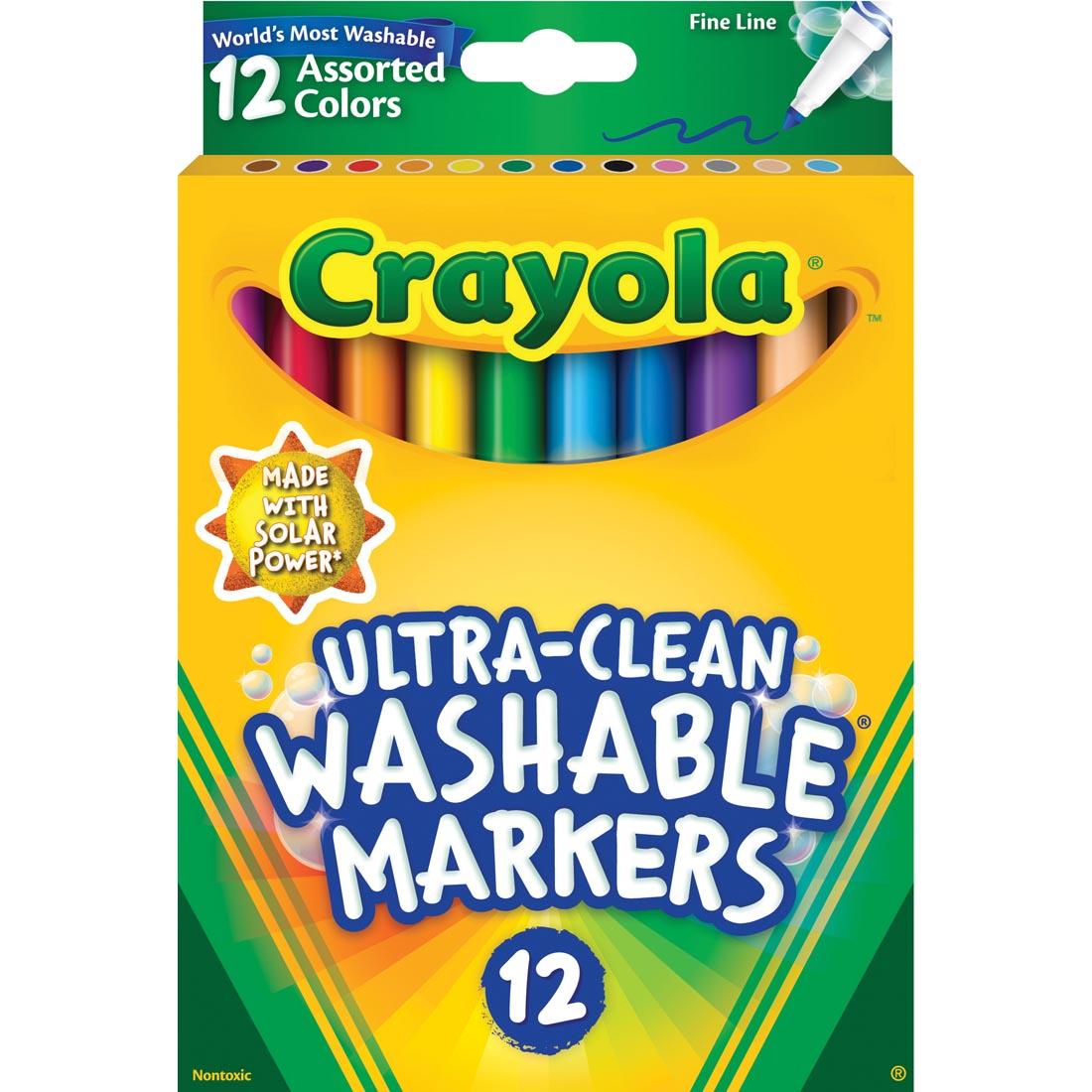 Crayola Ultra-Clean Washable Fine Line Markers 12-Color Set Package