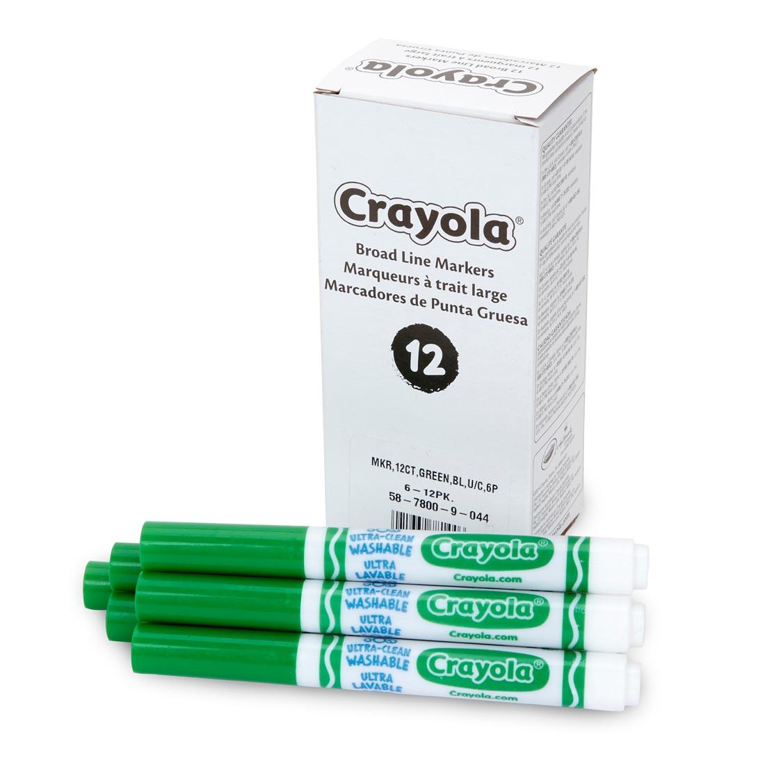 Box of Crayola Ultra-Clean Washable Broad Line Marker Refills with 12 Green Markers