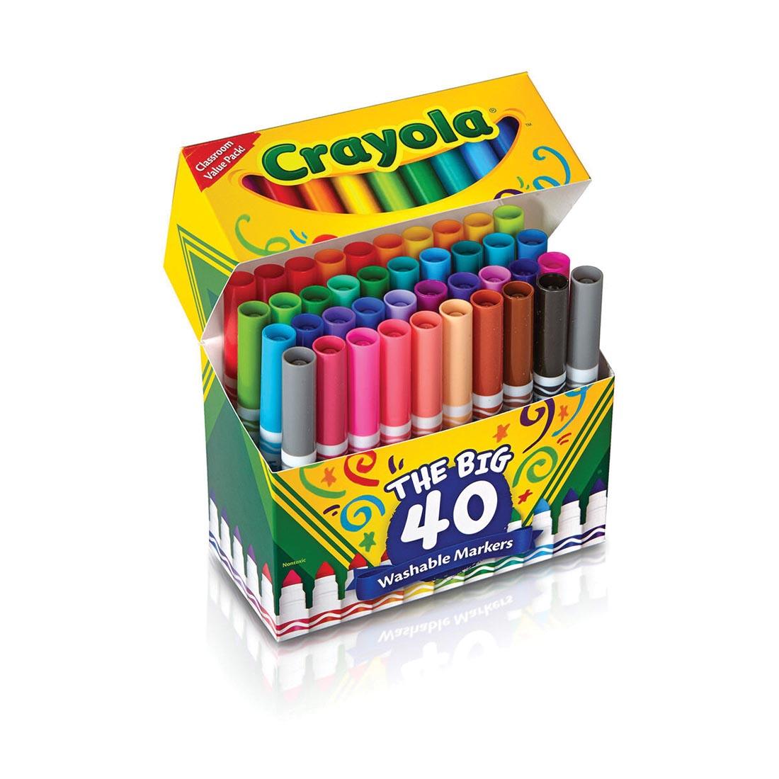 Crayola Ultra-Clean Washable Markers Broad Line 40-Color Set, shown with lid open