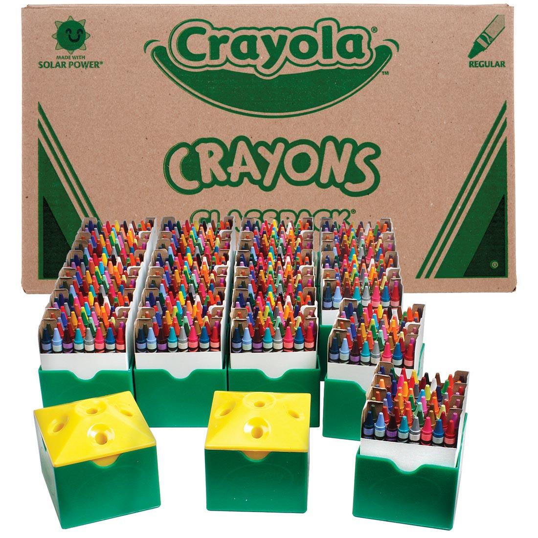 Crayola Regular Crayons 64-Color Classpack Box with the Caddies of Crayons Outside