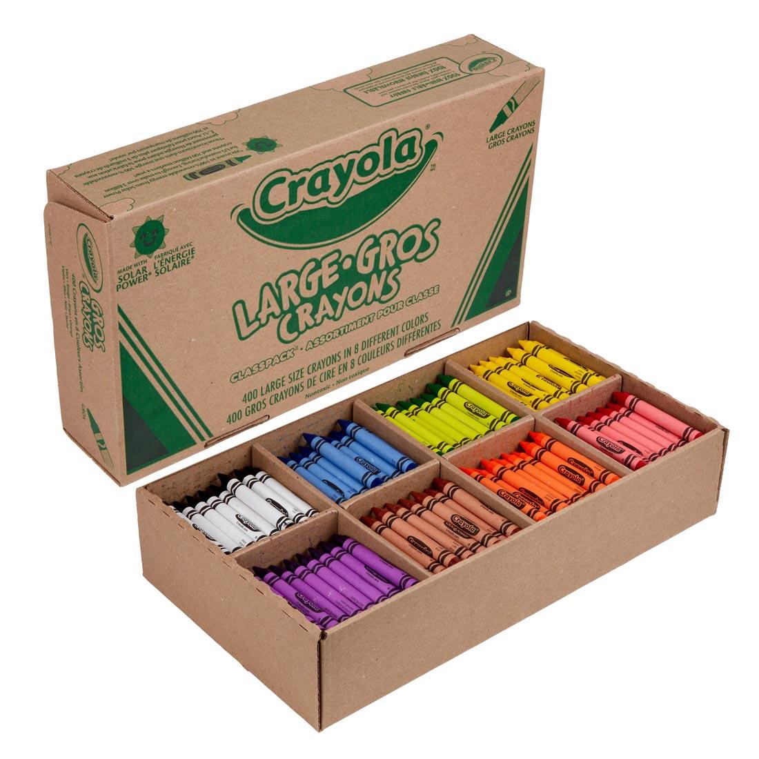 Crayola Large Crayons Classpack Box Shown Both Open and Closed