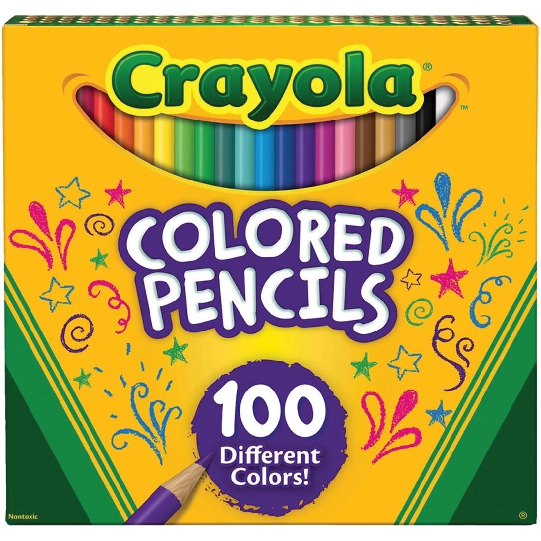 Box of Crayola Colored Pencils 100-Color Set with Pencils Coming out the Top