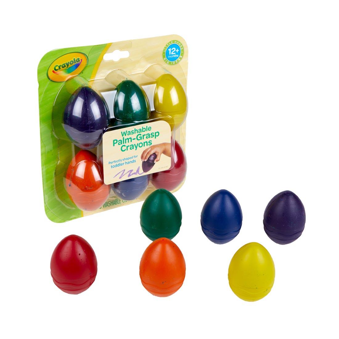 Crayola Washable Palm-Grasp Crayon Package with 6 Egg-Shaped Crayons