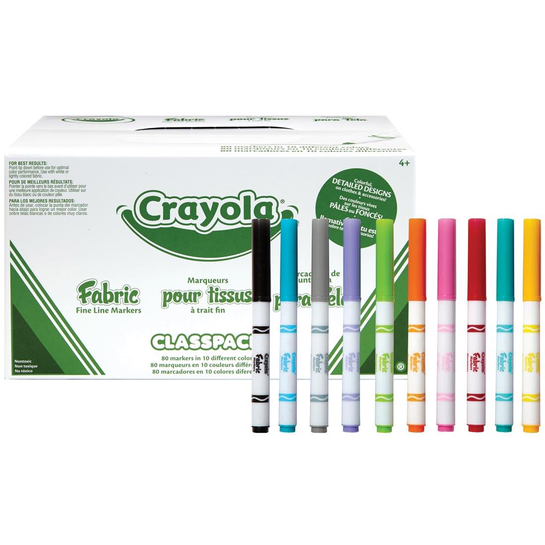 Crayola Fabric Markers 80-Count Classpack Box and 10 Colors of Markers