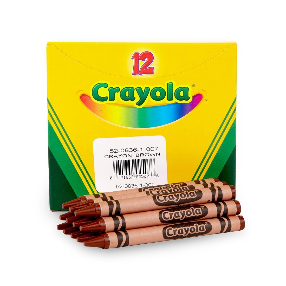 Box of Crayola Regular Crayon Refills with 12 Brown Crayons