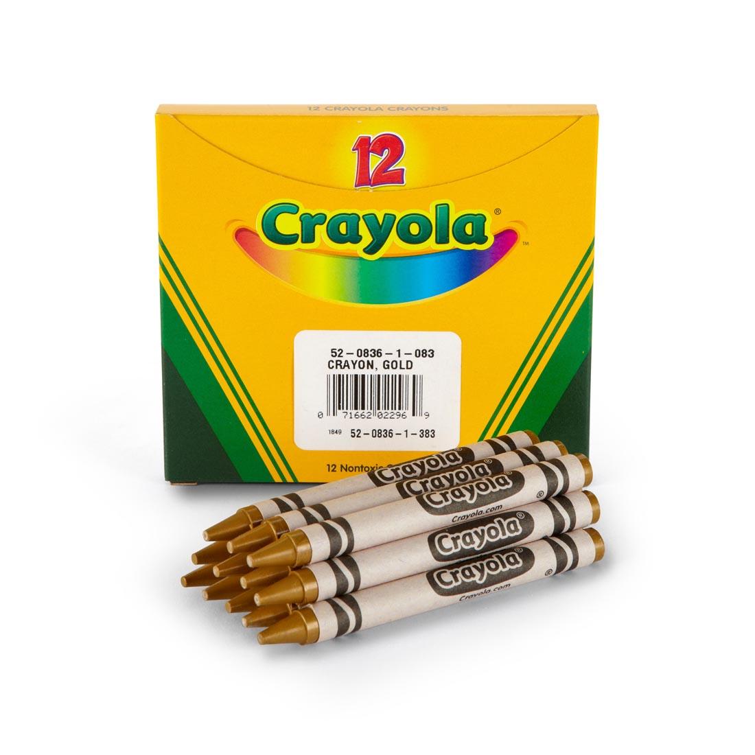 Box of Crayola Regular Crayon Refills with 12 Metallic Gold Crayons