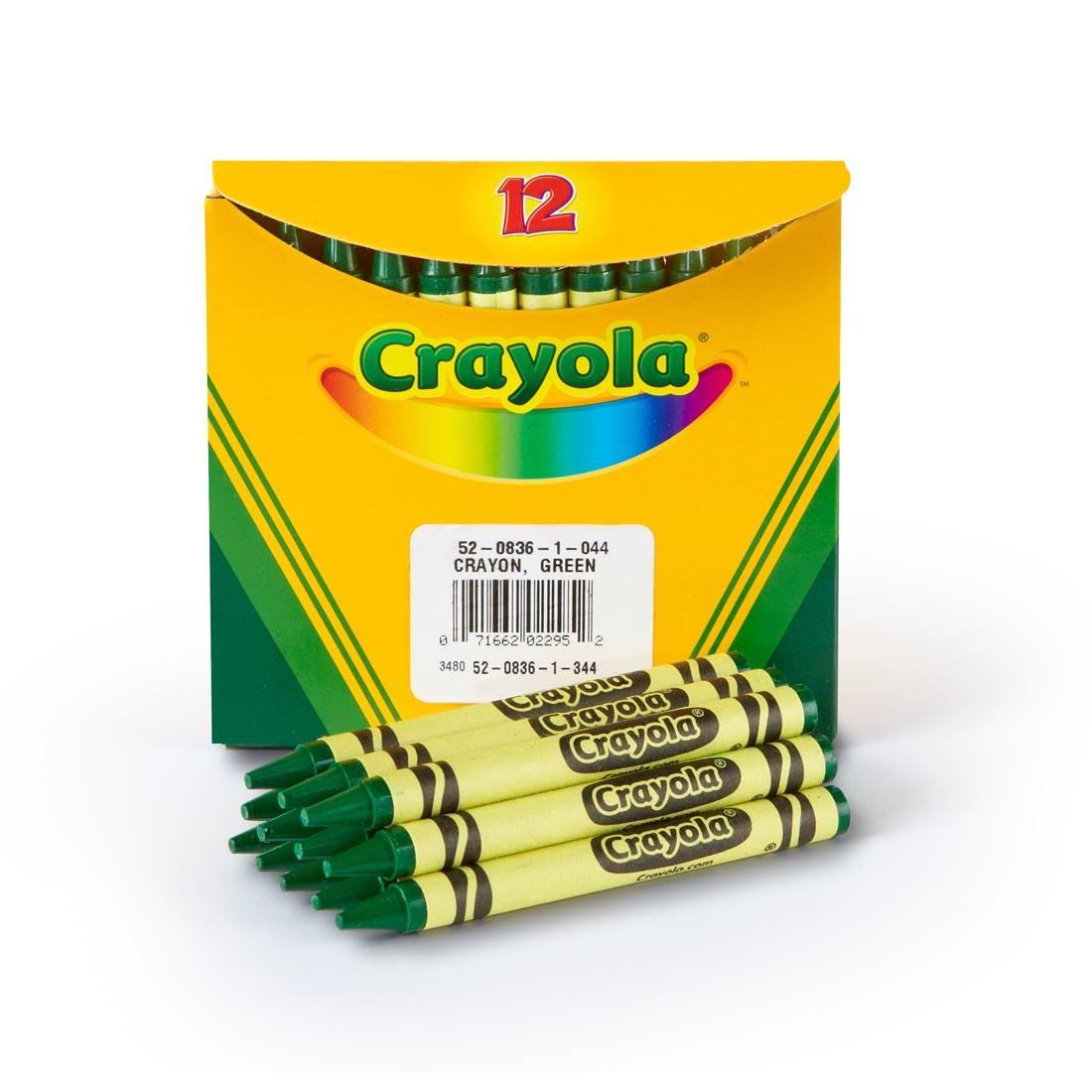 Box of Crayola Regular Crayon Refills with 12 Green Crayons