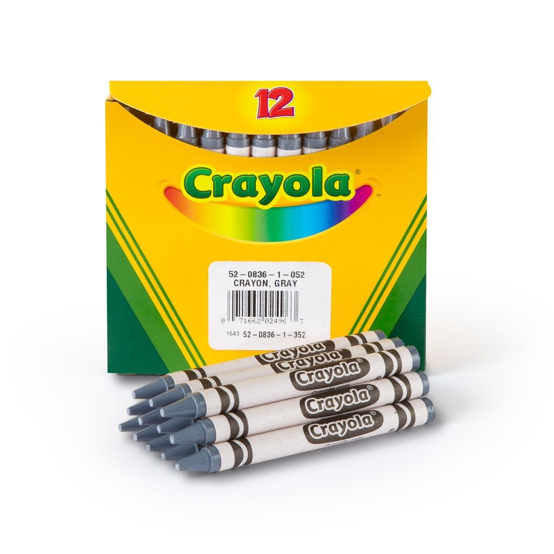 Box of Crayola Regular Crayon Refills with 12 Gray Crayons