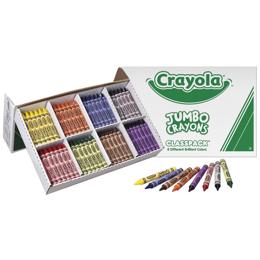 Crayola Jumbo Crayons Classpack box shown both open and closed