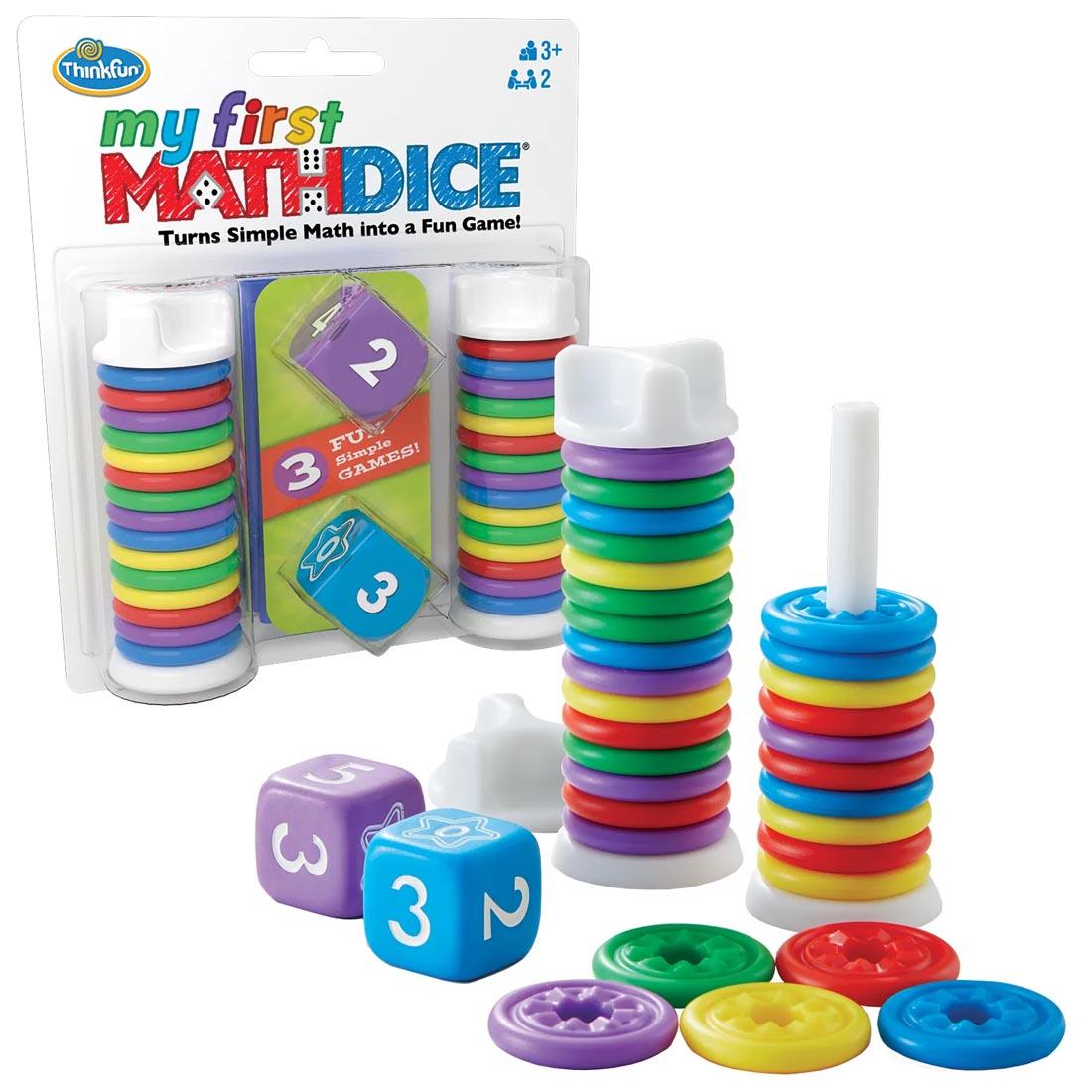 My First Math Dice Game by Thinkfun shown both in and out of package