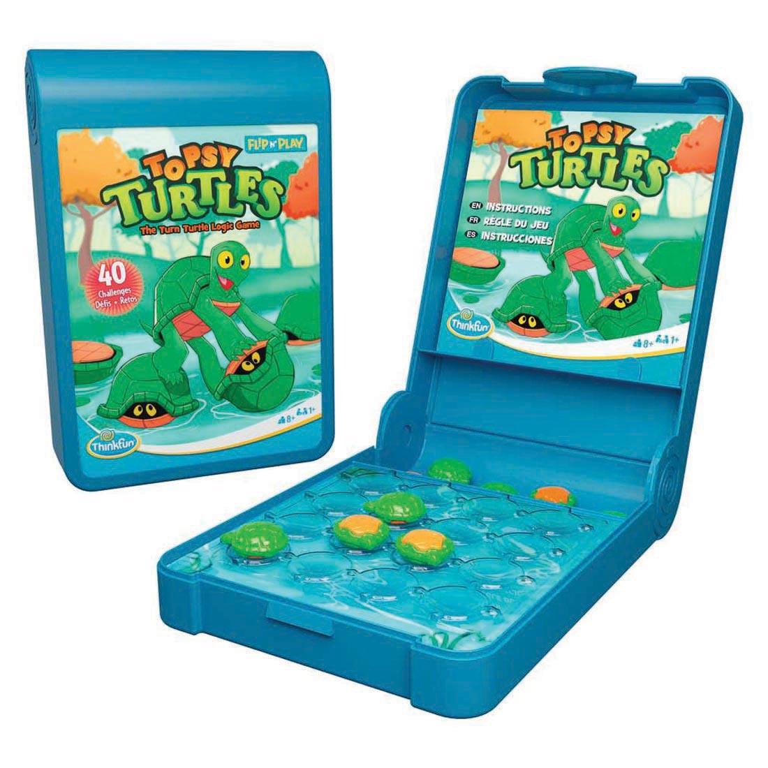 ThinkFun Topsy Turtles Flip N' Play shown both closed and open