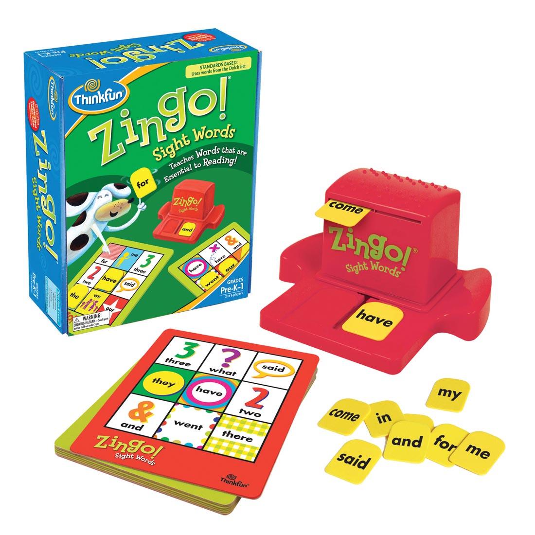 Thinkfun Zingo! SightWords shown both in and out of package
