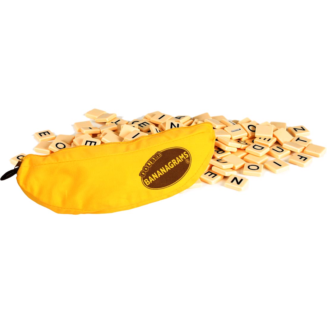 Double Bananagrams Game with Tiles Outside the Banana-Shaped Package