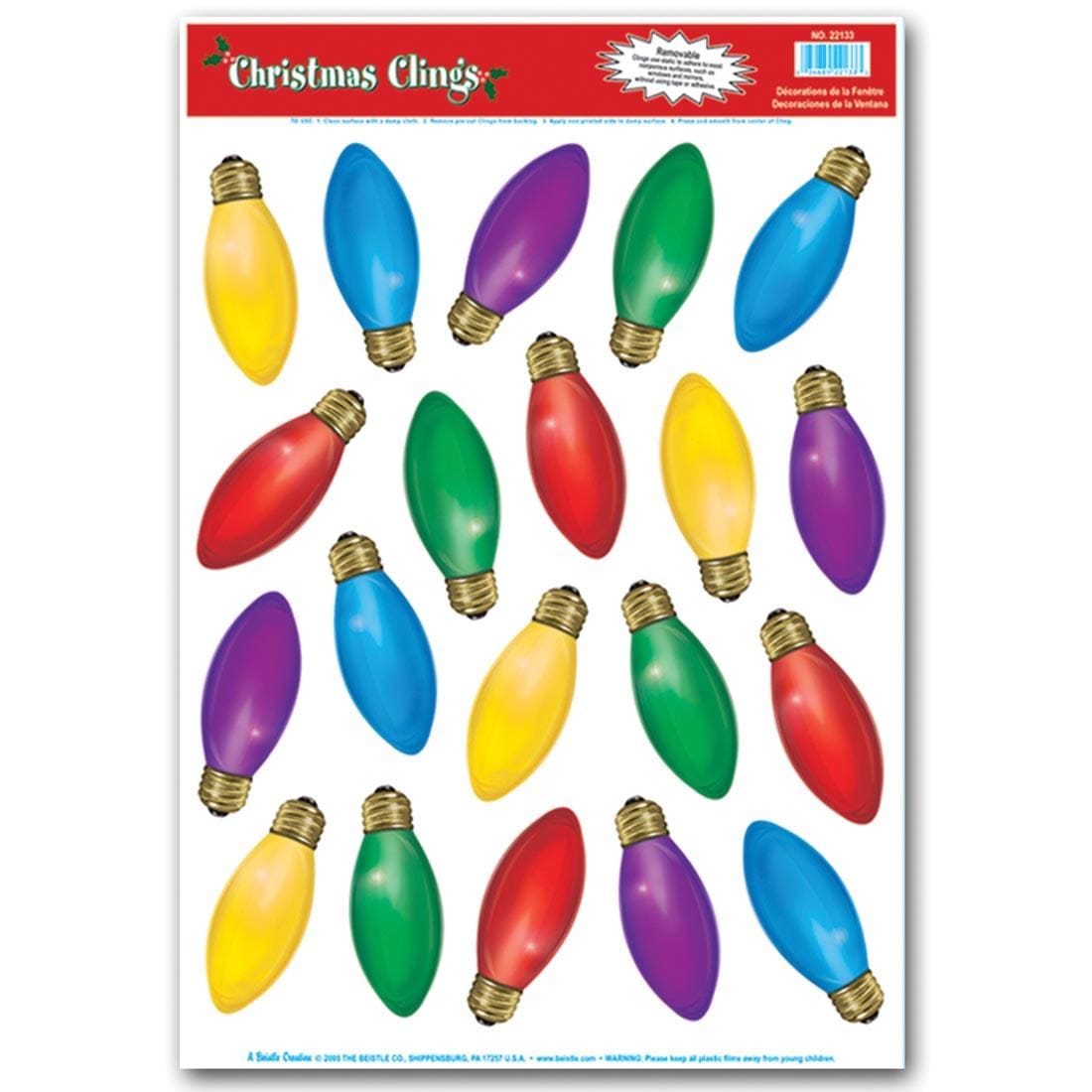 Christmas Light Bulb Window Clings